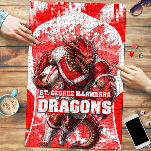 Personalised St. George Illawarra Dragons Mascot Rugby Puzzle Illawarra Coastline Athletic Graphic Print