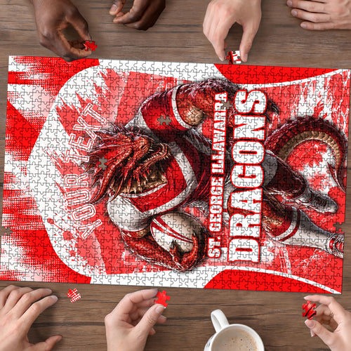 Personalised St. George Illawarra Dragons Mascot Rugby Puzzle Illawarra Coastline Athletic Graphic Print
