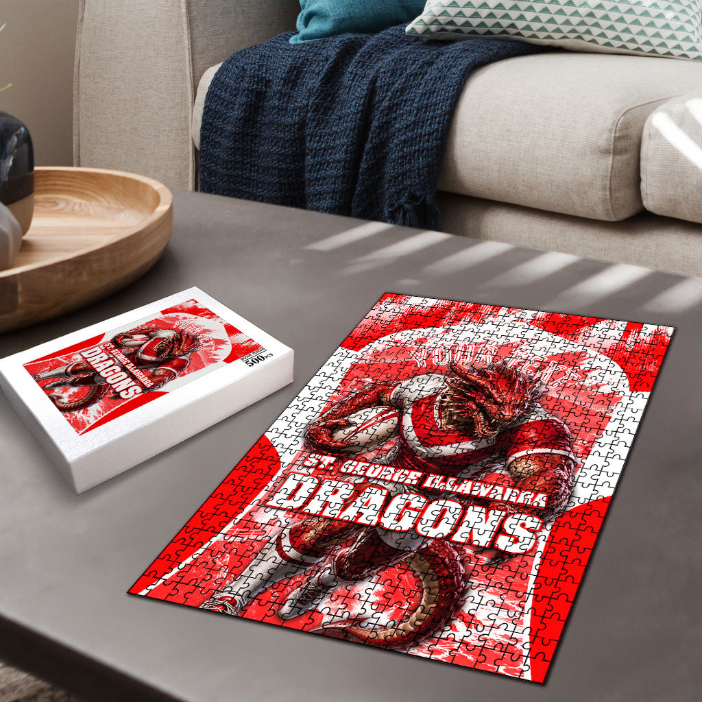Personalised St. George Illawarra Dragons Mascot Rugby Puzzle Illawarra Coastline Athletic Graphic Print