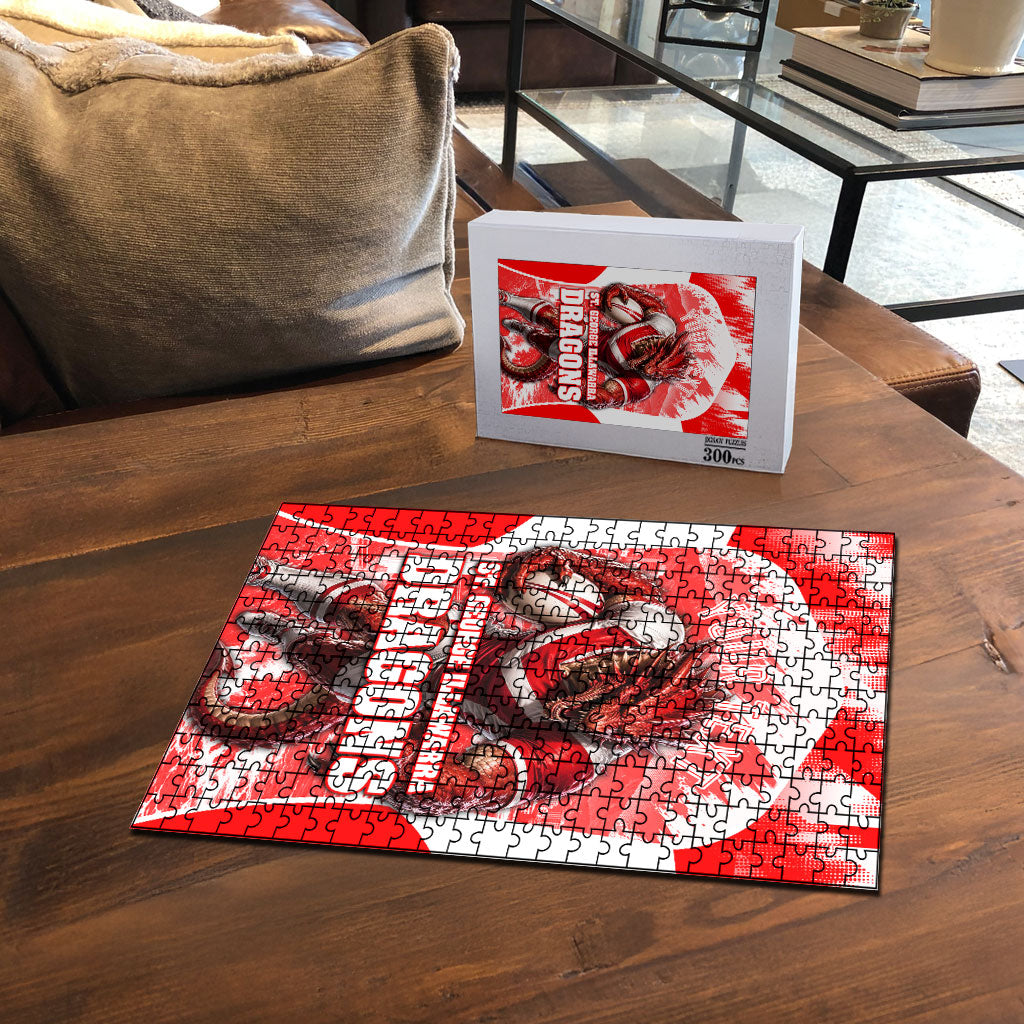 Personalised St. George Illawarra Dragons Mascot Rugby Puzzle Illawarra Coastline Athletic Graphic Print
