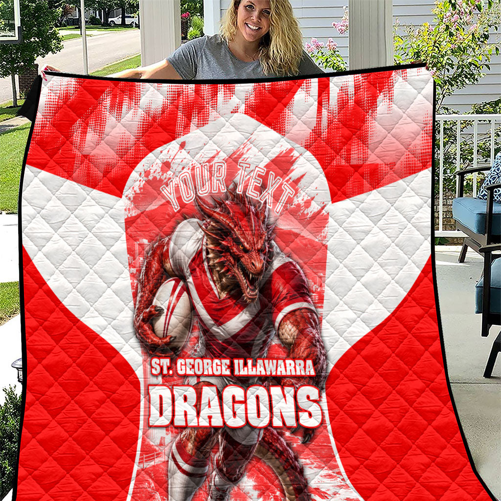 Personalised St. George Illawarra Dragons Mascot Rugby Quilt Illawarra Coastline Athletic Graphic Print