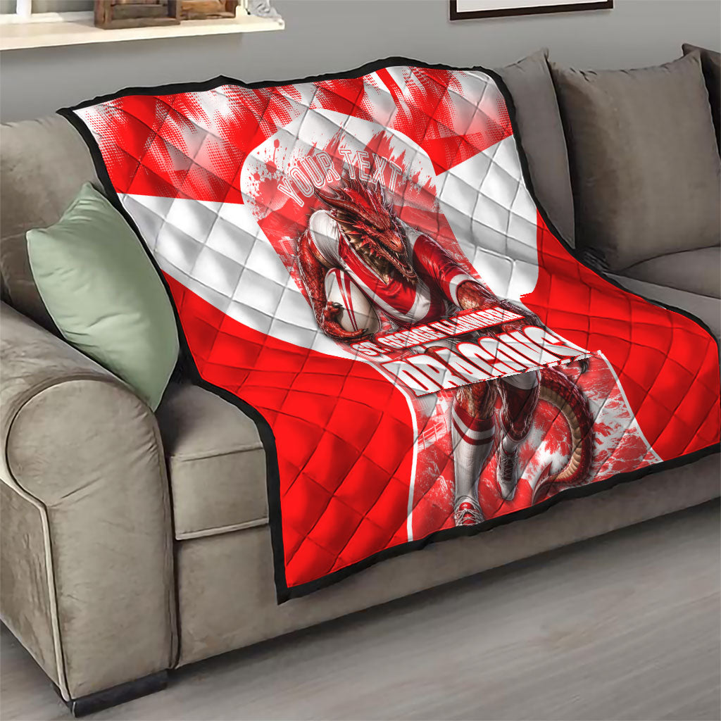 Personalised St. George Illawarra Dragons Mascot Rugby Quilt Illawarra Coastline Athletic Graphic Print