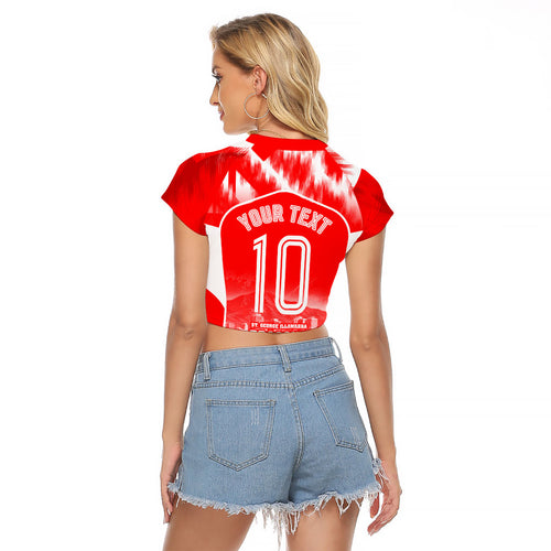 Personalised St. George Illawarra Dragons Mascot Rugby Raglan Cropped T Shirt Illawarra Coastline Athletic Graphic Print