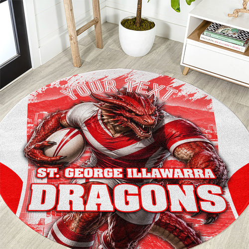 Personalised St. George Illawarra Dragons Mascot Rugby Round Carpet Illawarra Coastline Athletic Graphic Print