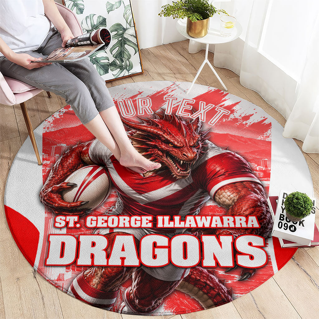 Personalised St. George Illawarra Dragons Mascot Rugby Round Carpet Illawarra Coastline Athletic Graphic Print