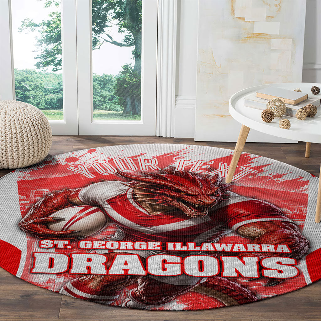 Personalised St. George Illawarra Dragons Mascot Rugby Round Carpet Illawarra Coastline Athletic Graphic Print