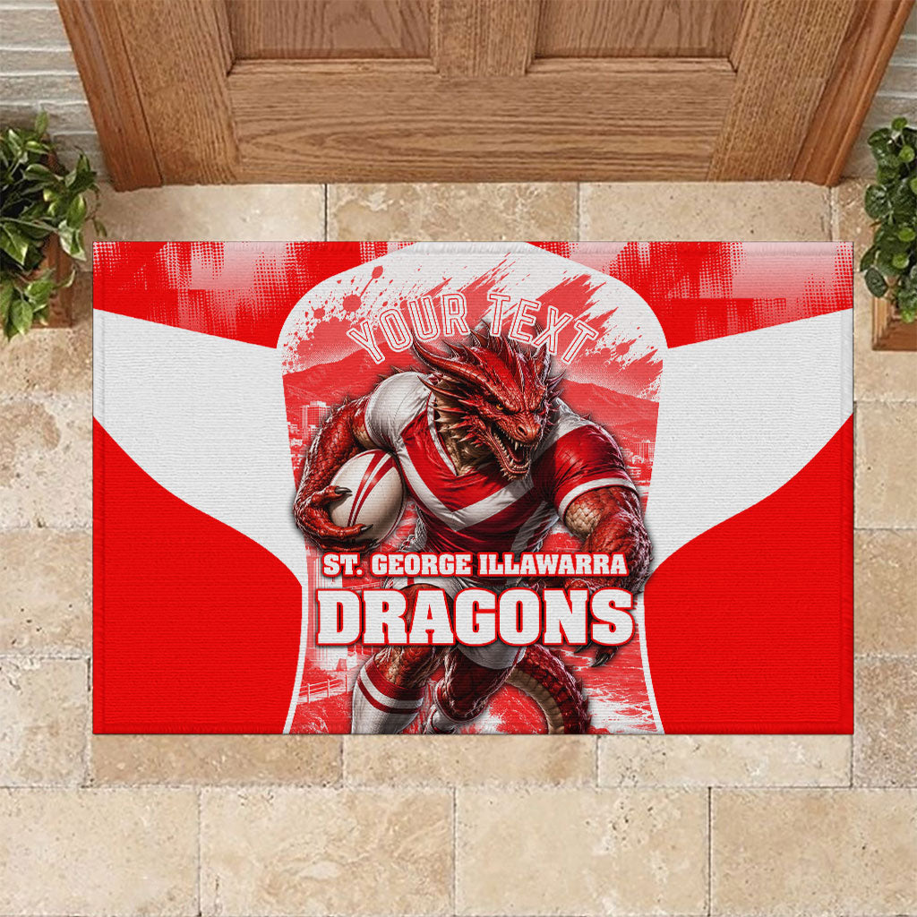 Personalised St. George Illawarra Dragons Mascot Rugby Rubber Doormat Illawarra Coastline Athletic Graphic Print