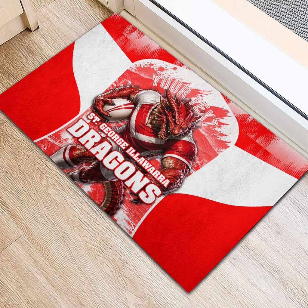 Personalised St. George Illawarra Dragons Mascot Rugby Rubber Doormat Illawarra Coastline Athletic Graphic Print