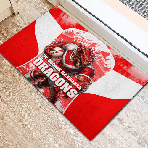 Personalised St. George Illawarra Dragons Mascot Rugby Rubber Doormat Illawarra Coastline Athletic Graphic Print