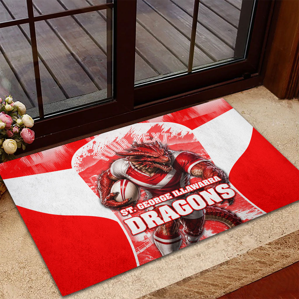 Personalised St. George Illawarra Dragons Mascot Rugby Rubber Doormat Illawarra Coastline Athletic Graphic Print