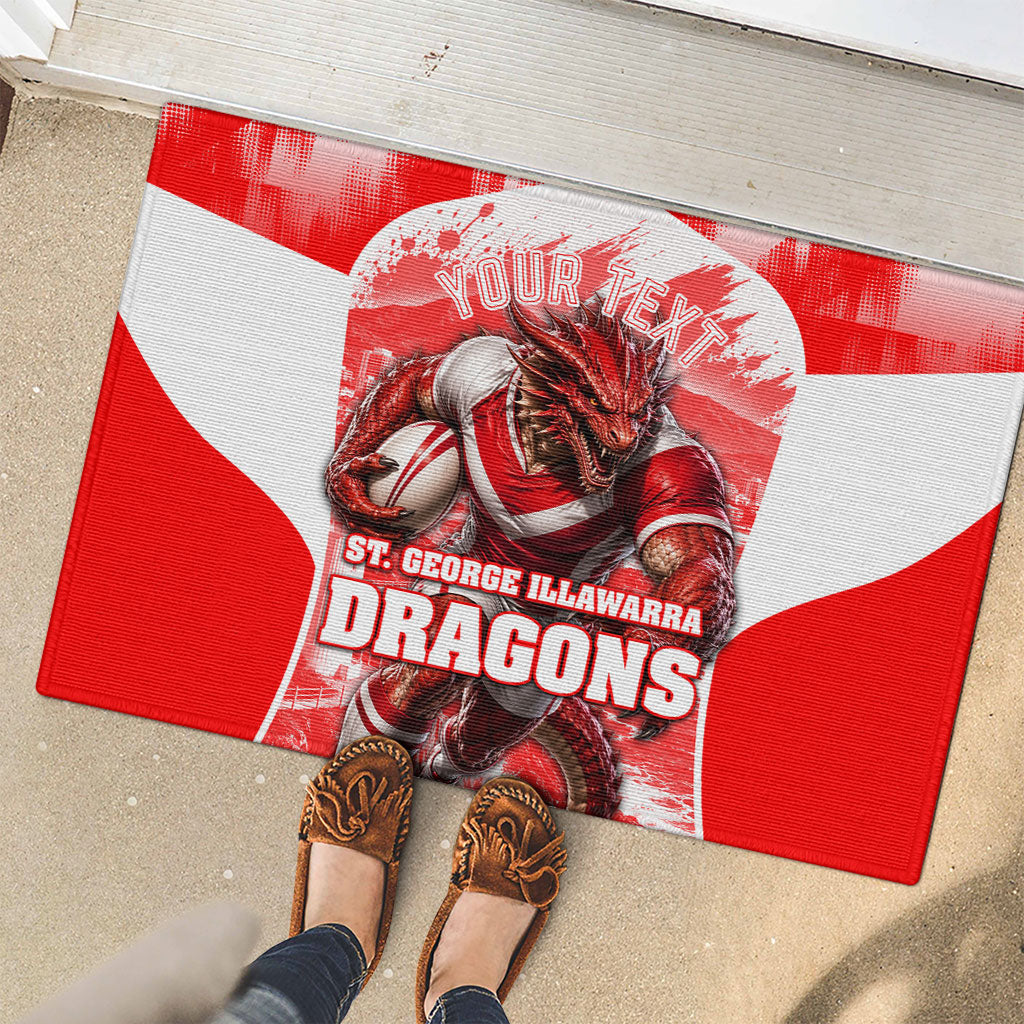 Personalised St. George Illawarra Dragons Mascot Rugby Rubber Doormat Illawarra Coastline Athletic Graphic Print