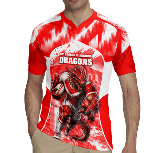 Personalised St. George Illawarra Dragons Mascot Rugby Rugby Jersey Illawarra Coastline Athletic Graphic Print