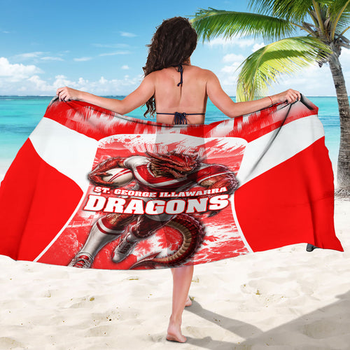 Personalised St. George Illawarra Dragons Mascot Rugby Sarong Illawarra Coastline Athletic Graphic Print
