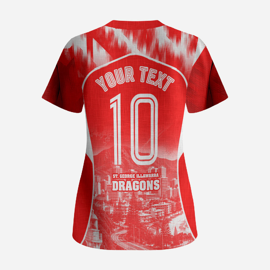 Personalised St. George Illawarra Dragons Mascot Rugby Scrub Top Illawarra Coastline Athletic Graphic Print