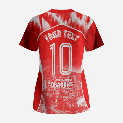 Personalised St. George Illawarra Dragons Mascot Rugby Scrub Top Illawarra Coastline Athletic Graphic Print