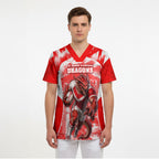 Personalised St. George Illawarra Dragons Mascot Rugby Scrub Top Illawarra Coastline Athletic Graphic Print