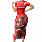Personalised St. George Illawarra Dragons Mascot Rugby Short Sleeve Bodycon Dress Illawarra Coastline Athletic Graphic Print