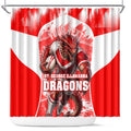 Personalised St. George Illawarra Dragons Mascot Rugby Shower Curtain Illawarra Coastline Athletic Graphic Print