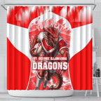 Personalised St. George Illawarra Dragons Mascot Rugby Shower Curtain Illawarra Coastline Athletic Graphic Print