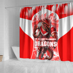 Personalised St. George Illawarra Dragons Mascot Rugby Shower Curtain Illawarra Coastline Athletic Graphic Print