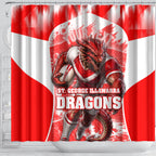 Personalised St. George Illawarra Dragons Mascot Rugby Shower Curtain Illawarra Coastline Athletic Graphic Print