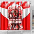 Personalised St. George Illawarra Dragons Mascot Rugby Shower Curtain Illawarra Coastline Athletic Graphic Print