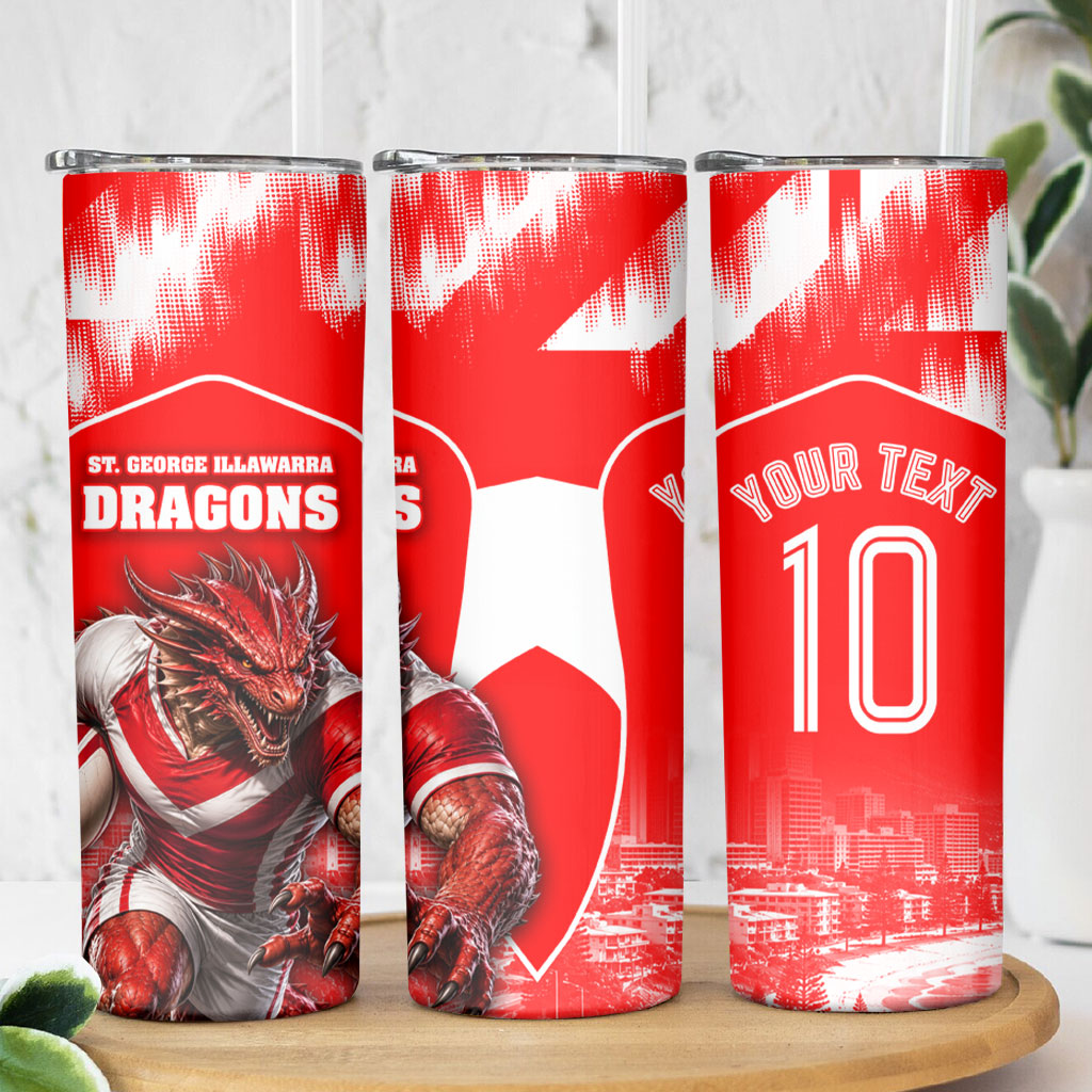 Personalised St. George Illawarra Dragons Mascot Rugby Skinny Tumbler Illawarra Coastline Athletic Graphic Print