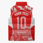 Personalised St. George Illawarra Dragons Mascot Rugby Sleeveless Puffer Jacket Illawarra Coastline Athletic Graphic Print