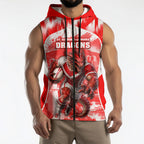 Personalised St. George Illawarra Dragons Mascot Rugby Sleeveless Zip Hoodie Illawarra Coastline Athletic Graphic Print