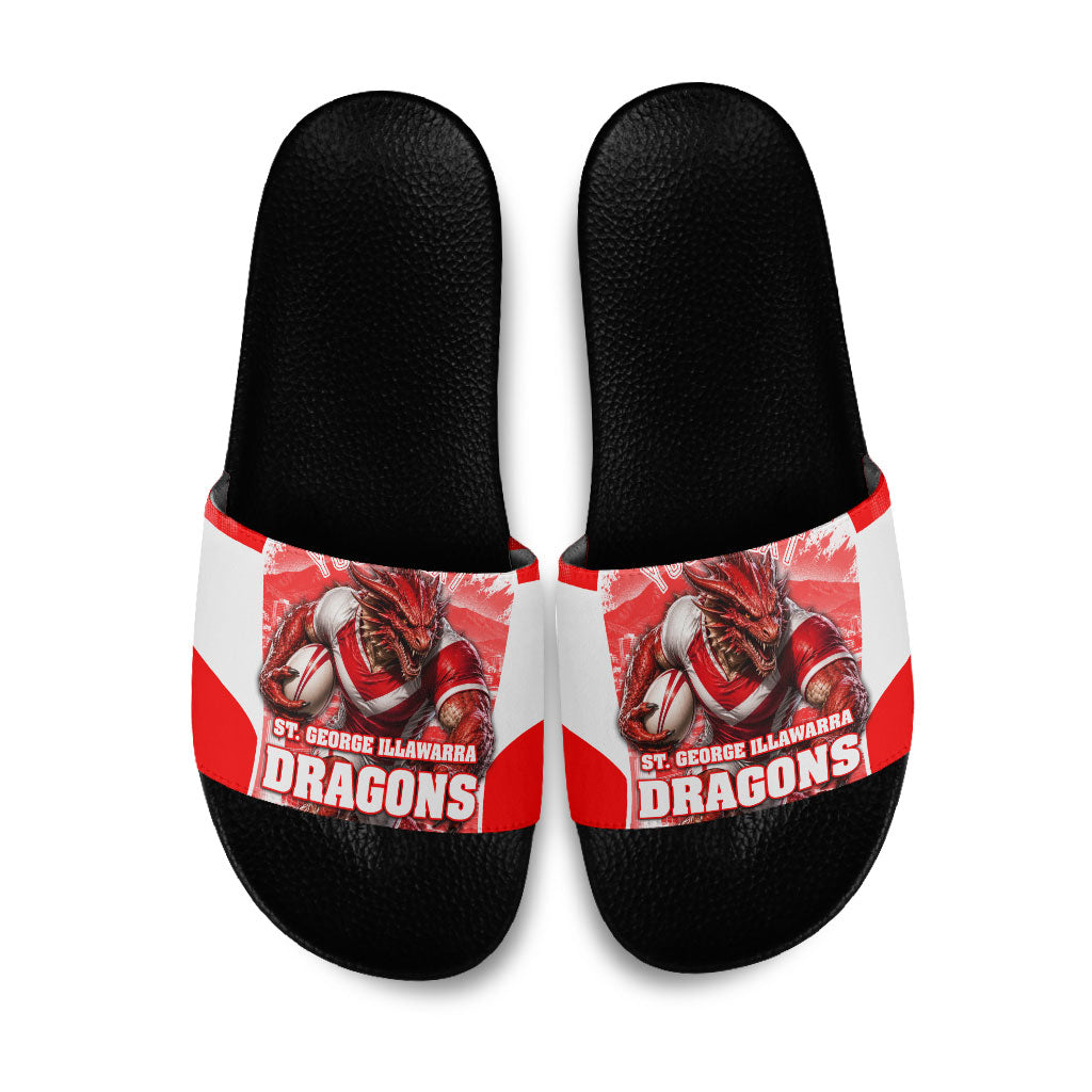 Personalised St. George Illawarra Dragons Mascot Rugby Slide Sandals Illawarra Coastline Athletic Graphic Print