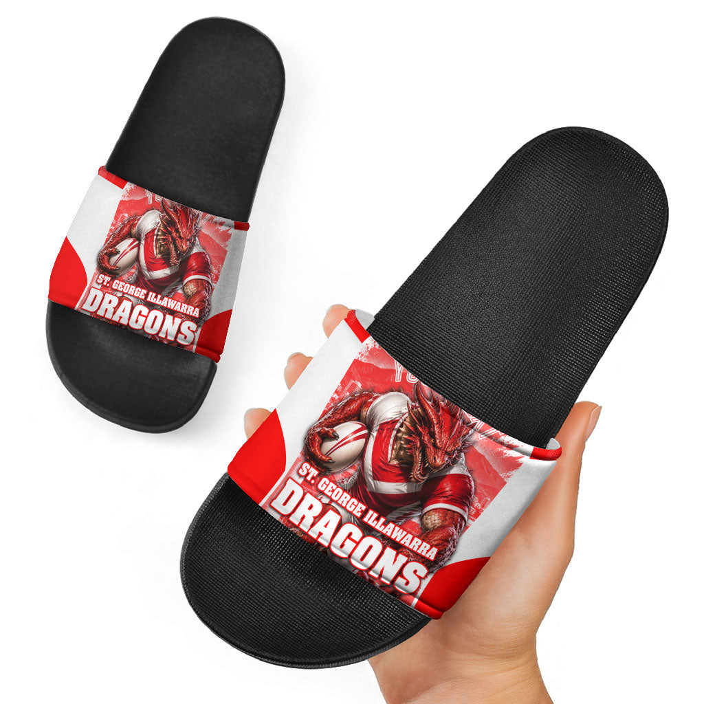 Personalised St. George Illawarra Dragons Mascot Rugby Slide Sandals Illawarra Coastline Athletic Graphic Print