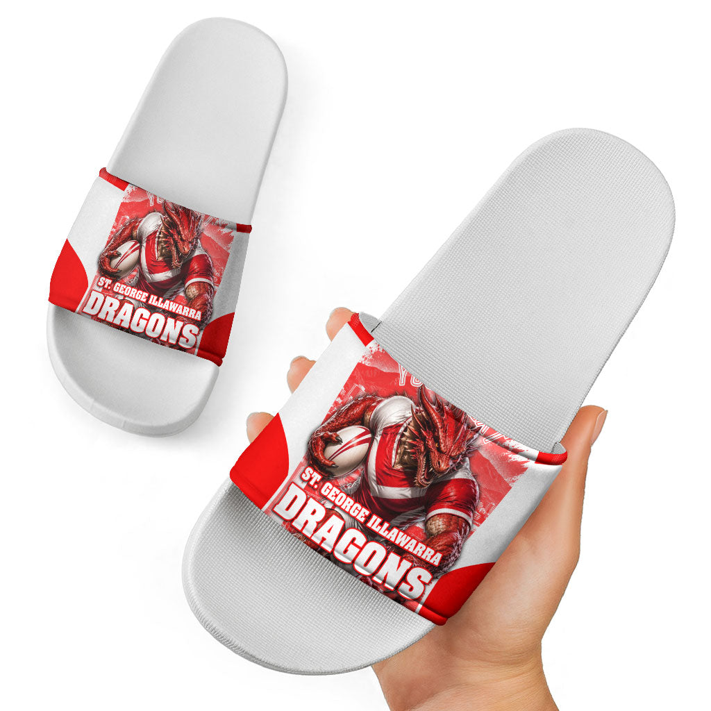 Personalised St. George Illawarra Dragons Mascot Rugby Slide Sandals Illawarra Coastline Athletic Graphic Print