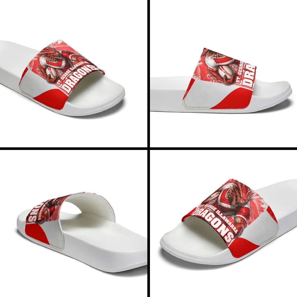 Personalised St. George Illawarra Dragons Mascot Rugby Slide Sandals Illawarra Coastline Athletic Graphic Print