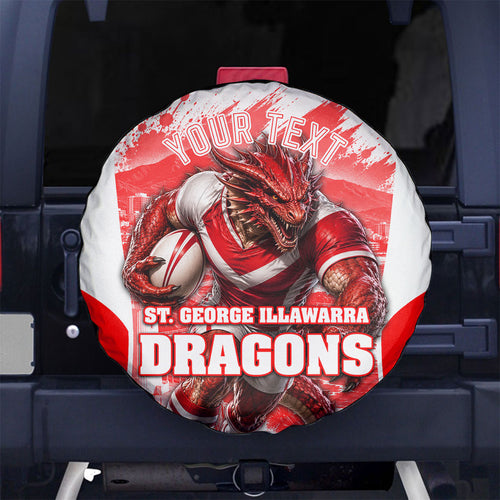 Personalised St. George Illawarra Dragons Mascot Rugby Spare Tire Cover Illawarra Coastline Athletic Graphic Print