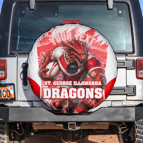 Personalised St. George Illawarra Dragons Mascot Rugby Spare Tire Cover Illawarra Coastline Athletic Graphic Print
