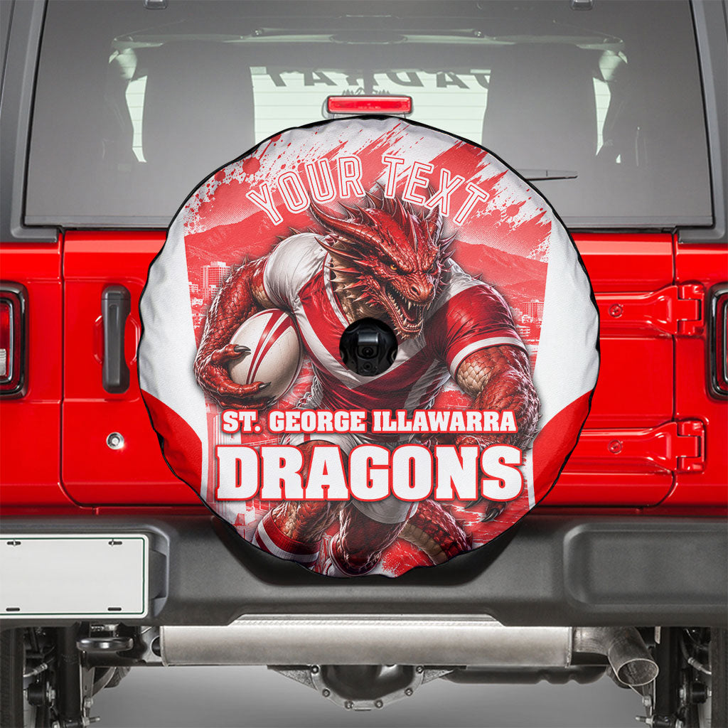 Personalised St. George Illawarra Dragons Mascot Rugby Spare Tire Cover Illawarra Coastline Athletic Graphic Print