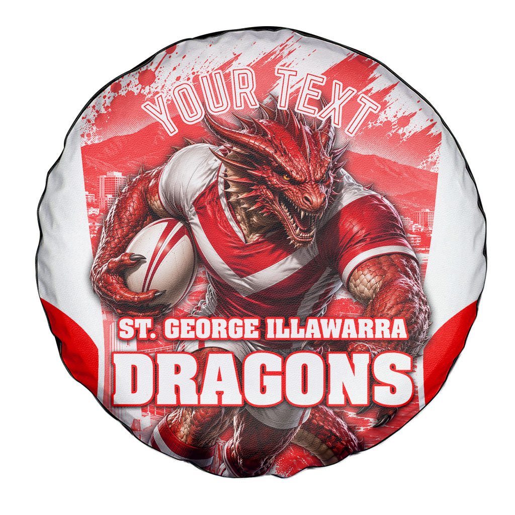 Personalised St. George Illawarra Dragons Mascot Rugby Spare Tire Cover Illawarra Coastline Athletic Graphic Print