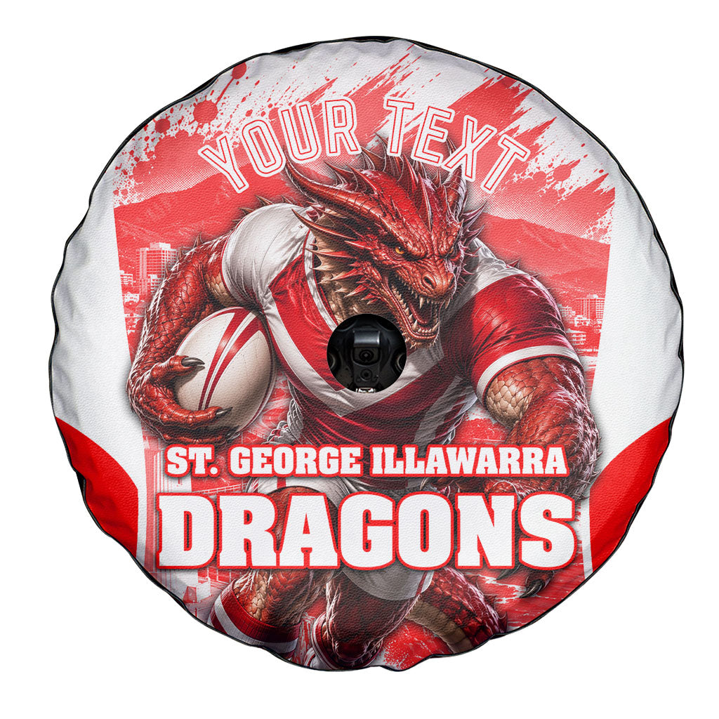 Personalised St. George Illawarra Dragons Mascot Rugby Spare Tire Cover Illawarra Coastline Athletic Graphic Print