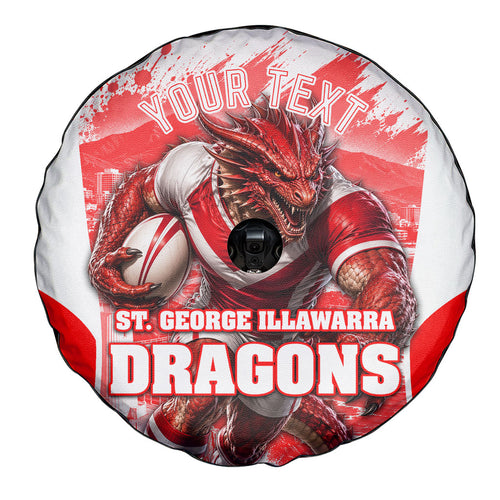Personalised St. George Illawarra Dragons Mascot Rugby Spare Tire Cover Illawarra Coastline Athletic Graphic Print