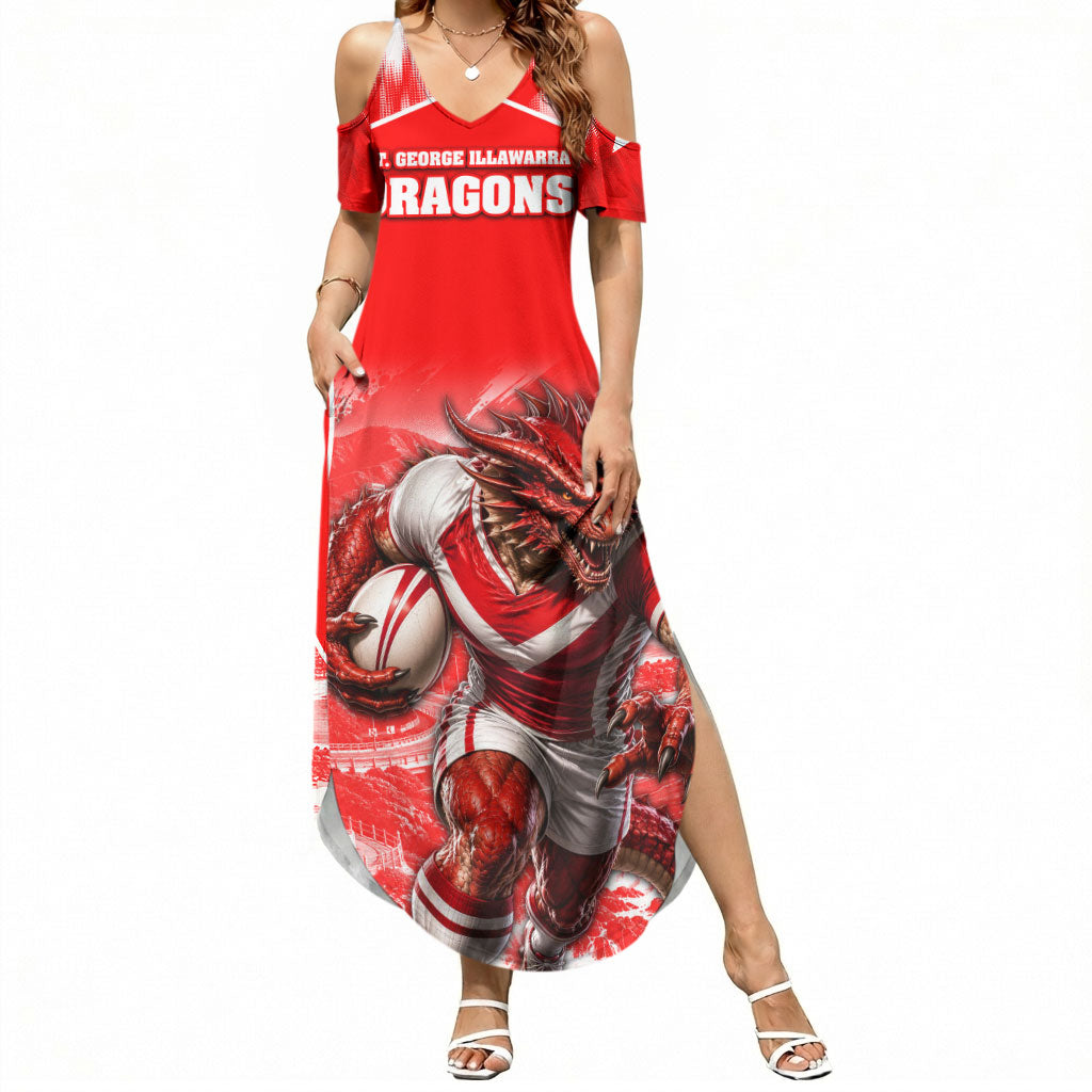 Personalised St. George Illawarra Dragons Mascot Rugby Summer Maxi Dress Illawarra Coastline Athletic Graphic Print