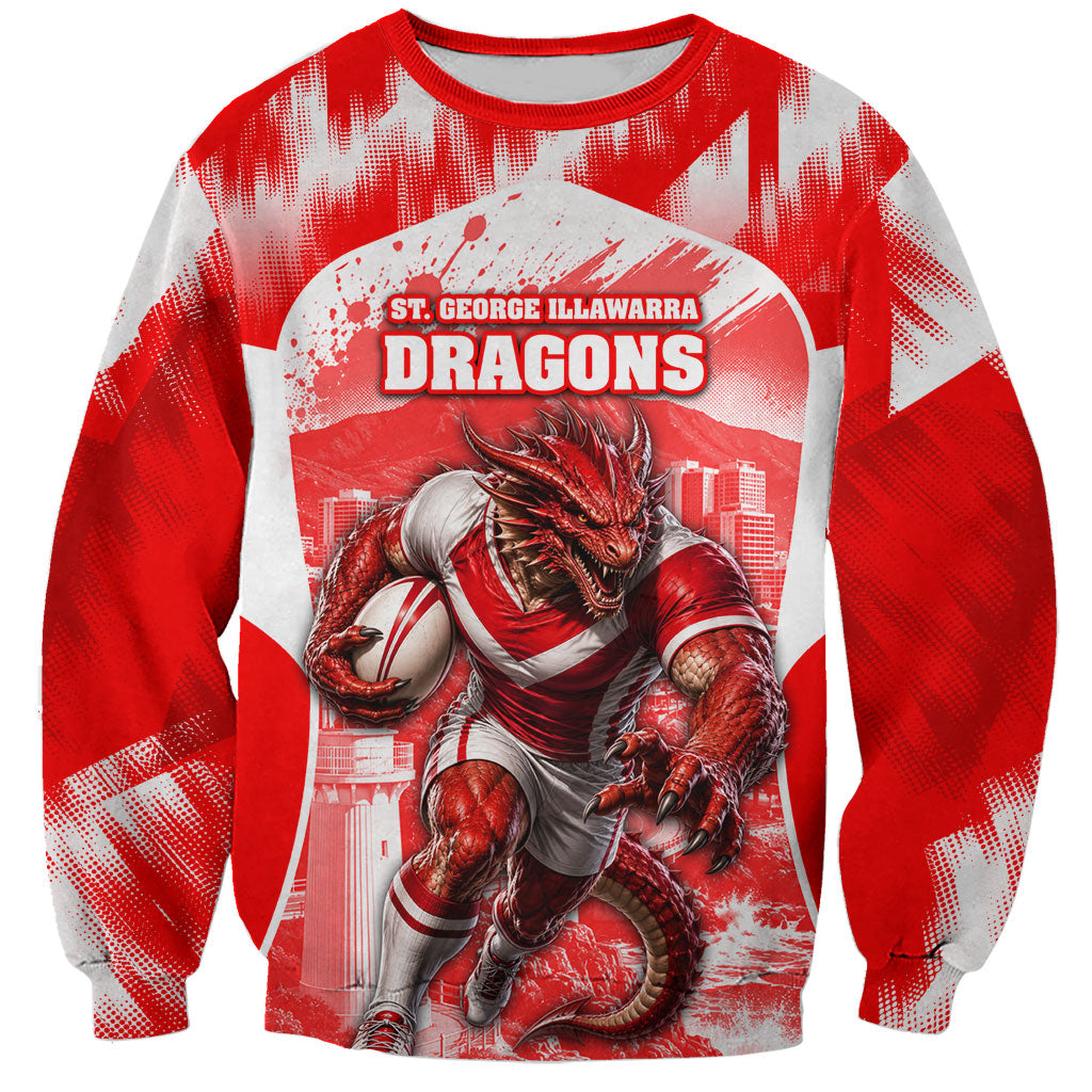Personalised St. George Illawarra Dragons Mascot Rugby Sweatshirt Illawarra Coastline Athletic Graphic Print