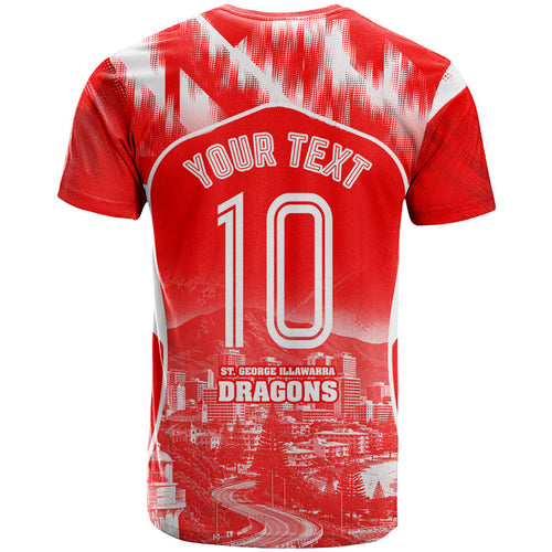Personalised St. George Illawarra Dragons Mascot Rugby T Shirt Illawarra Coastline Athletic Graphic Print