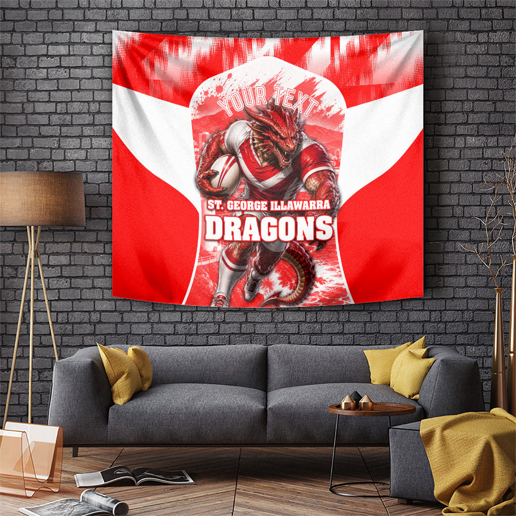 Personalised St. George Illawarra Dragons Mascot Rugby Tapestry Illawarra Coastline Athletic Graphic Print