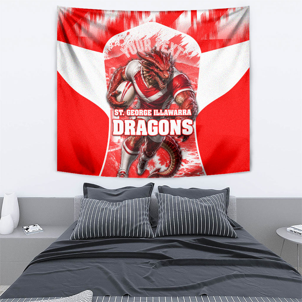 Personalised St. George Illawarra Dragons Mascot Rugby Tapestry Illawarra Coastline Athletic Graphic Print