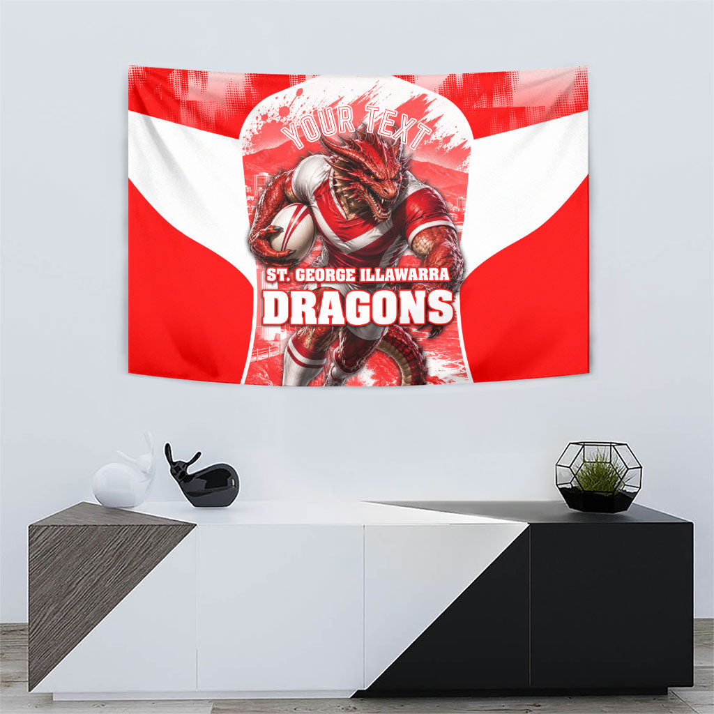Personalised St. George Illawarra Dragons Mascot Rugby Tapestry Illawarra Coastline Athletic Graphic Print
