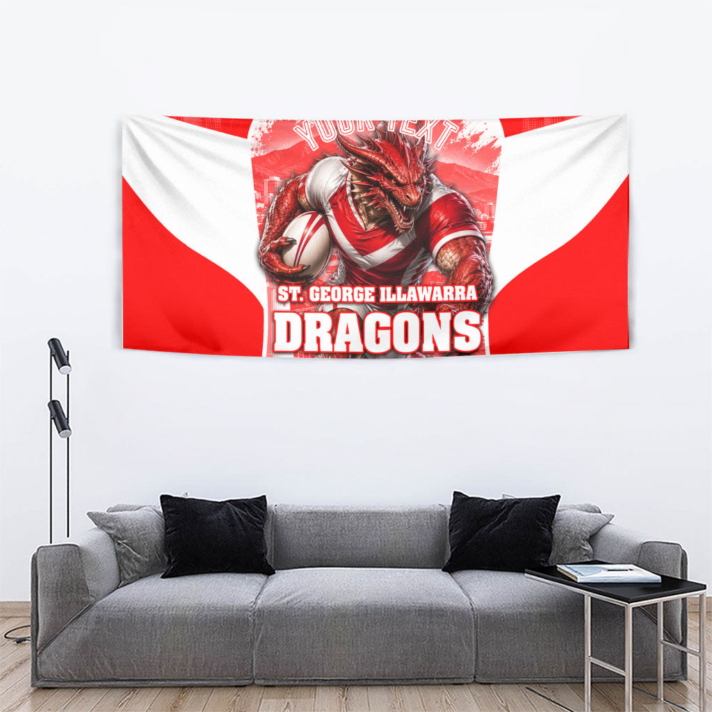 Personalised St. George Illawarra Dragons Mascot Rugby Tapestry Illawarra Coastline Athletic Graphic Print