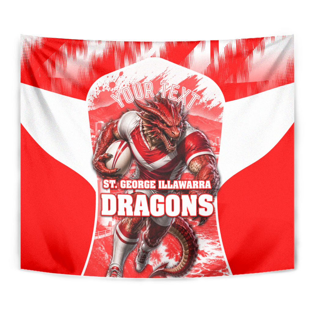 Personalised St. George Illawarra Dragons Mascot Rugby Tapestry Illawarra Coastline Athletic Graphic Print