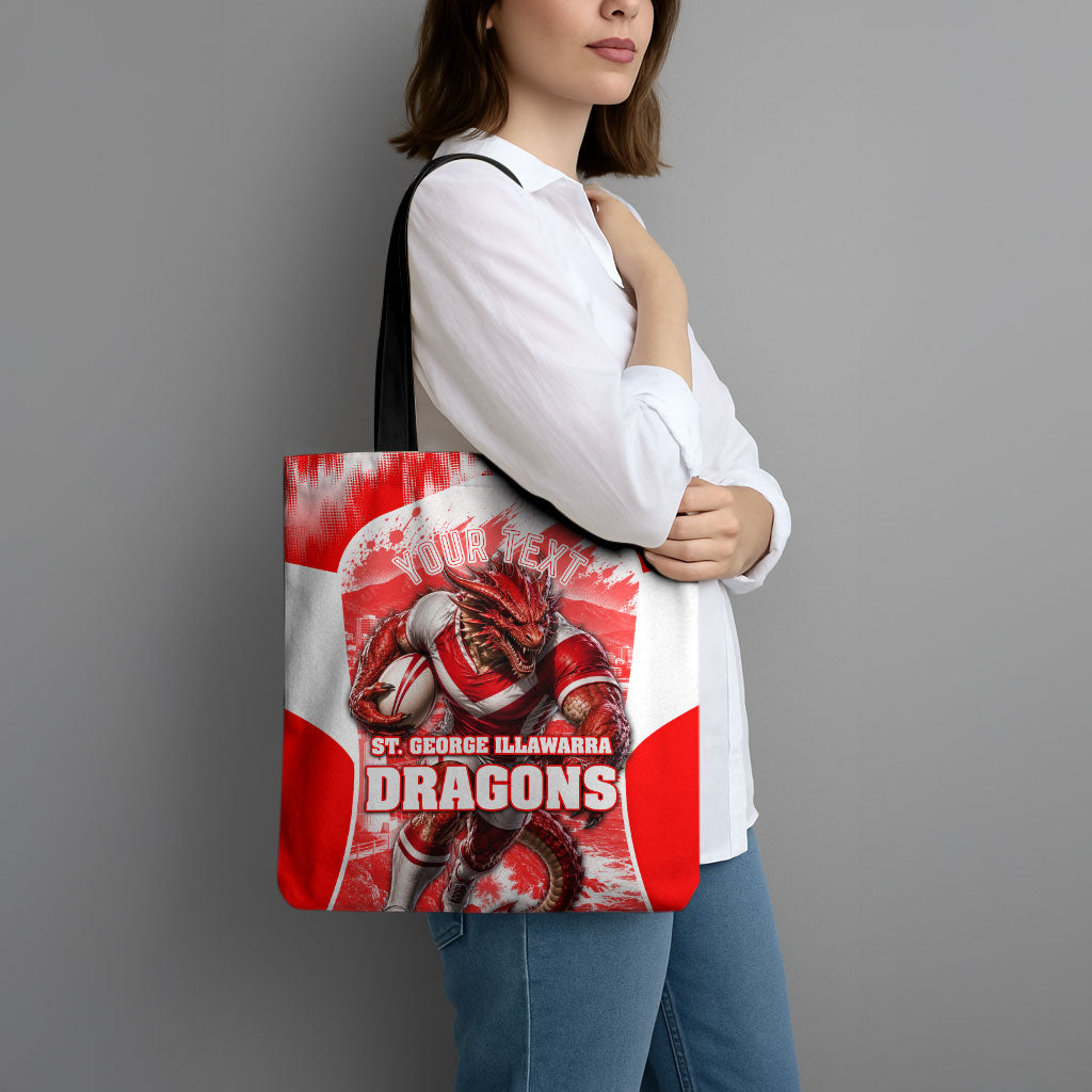 Personalised St. George Illawarra Dragons Mascot Rugby Tote Bag Illawarra Coastline Athletic Graphic Print