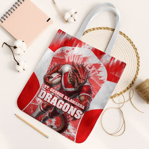 Personalised St. George Illawarra Dragons Mascot Rugby Tote Bag Illawarra Coastline Athletic Graphic Print