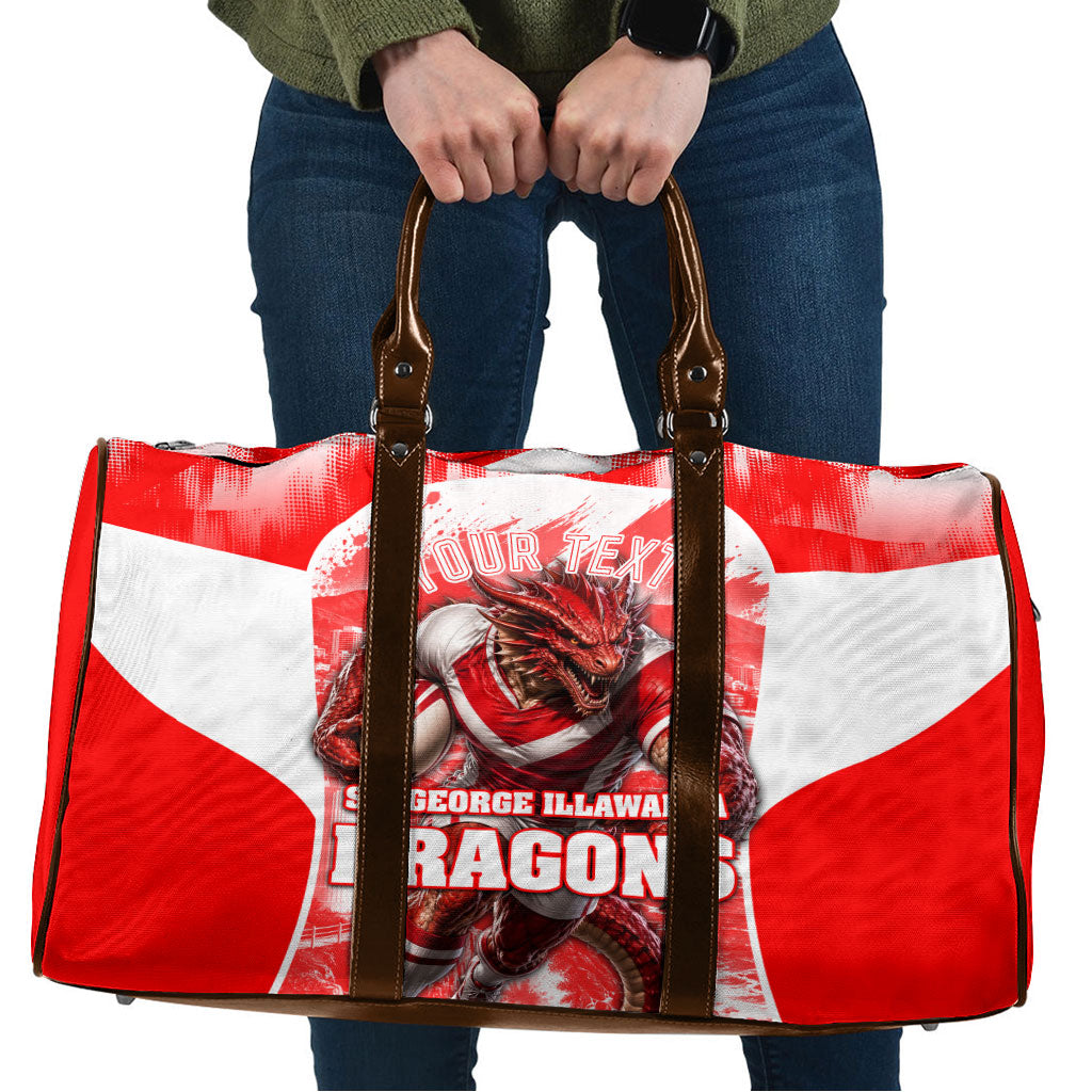 Personalised St. George Illawarra Dragons Mascot Rugby Travel Bag Illawarra Coastline Athletic Graphic Print